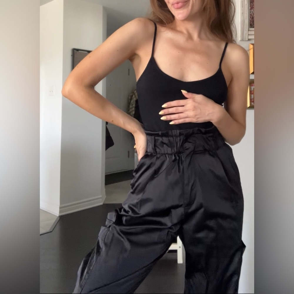 Black Shiny High-Waisted Pants